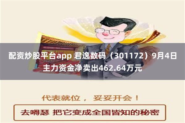 配资炒股平台app 君逸数码（301172）9月4日主力资金净卖出462.64万元