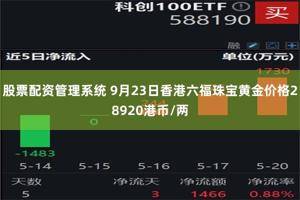 股票配资管理系统 9月23日香港六福珠宝黄金价格28920港币/两