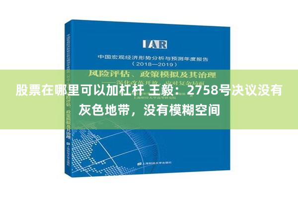 股票在哪里可以加杠杆 王毅：2758号决议没有灰色地带，没有模糊空间