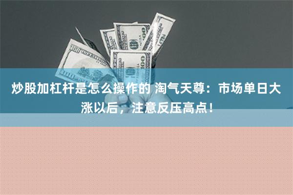 炒股加杠杆是怎么操作的 淘气天尊：市场单日大涨以后，注意反压高点！