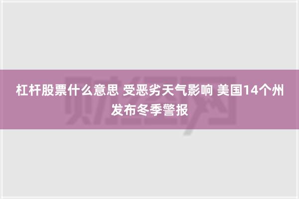 杠杆股票什么意思 受恶劣天气影响 美国14个州发布冬季警报